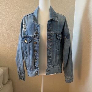 Blue Jean Jacket with Slouchy Oversized Fit Size Small